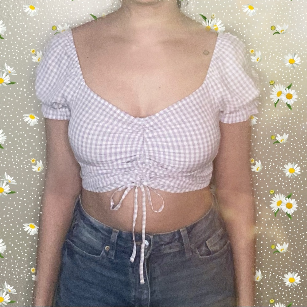 𝐇𝐎𝐋𝐋𝐈𝐒𝐓𝐄𝐑 𝙲𝚑𝚎𝚌𝚔𝚎𝚛𝚎𝚍 𝙿𝚛𝚒𝚗𝚝 𝙲𝚛𝚘𝚙 𝚃𝚘𝚙 Size Small